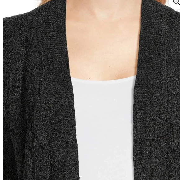 Chenille Cocoon Cardigan Sweater, Midweight,charcoal grey open front size M - Picture 4 of 16